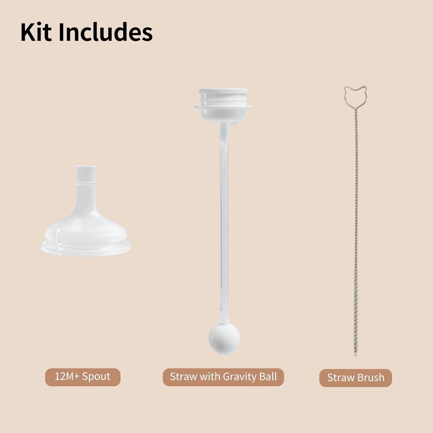 Pigeon Sippy Straw Conversion Kit for Babies 6M+ | Soft Silicone Sipper, Weighted Straw & Cleaning Brush | Smooth Bottle-to-Cup Transition