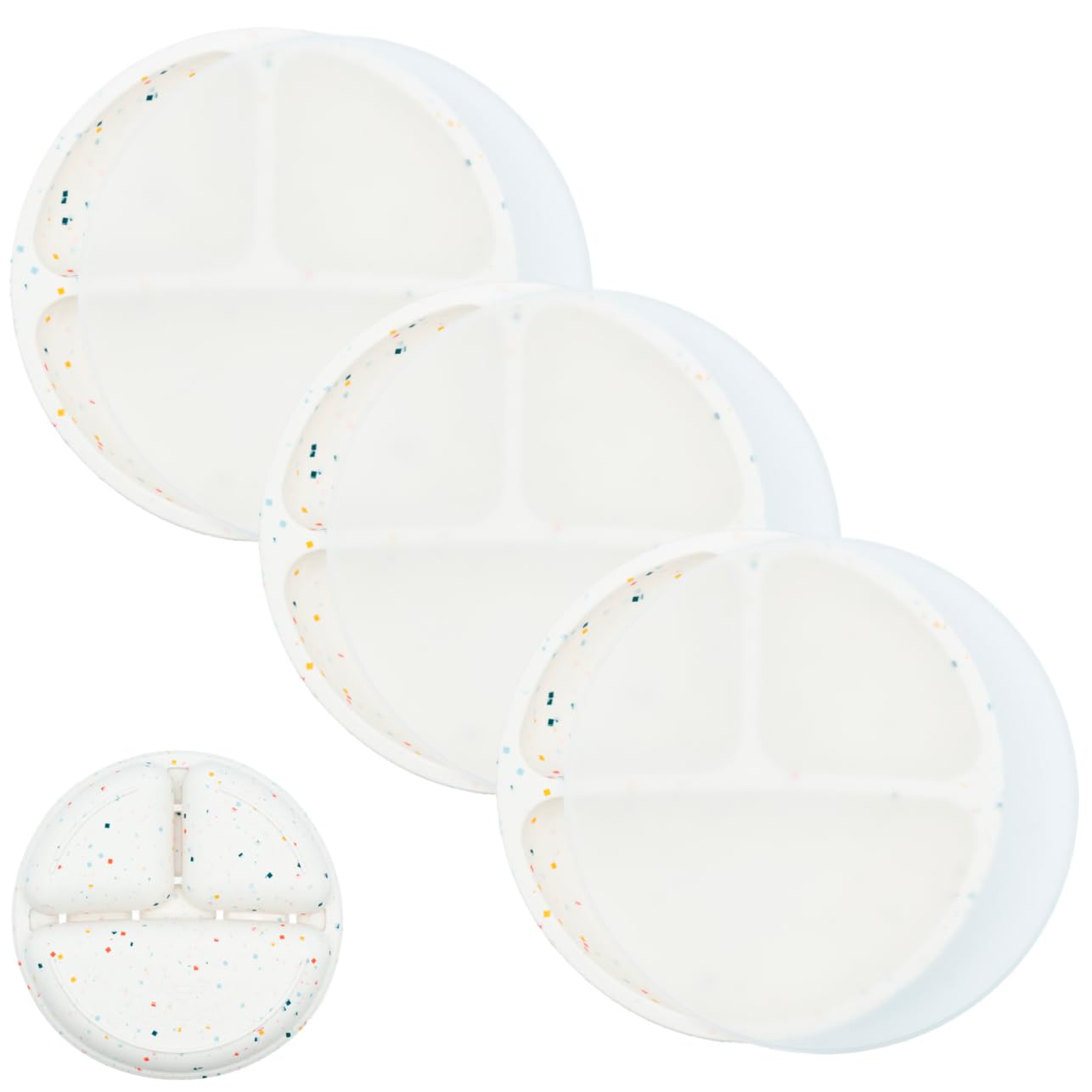 WeeSprout Silicone Plates with Lids for Babies & Toddlers (3 Pack) 100% Food-Grade Dishes for Self Feeding, Divided Design & Raised Edges for Picky Eaters, Dishwasher & Microwave Safe Weaning Supplies