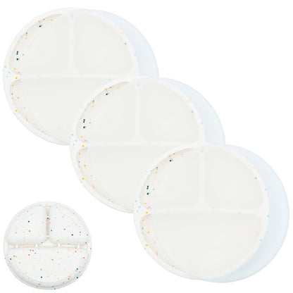 WeeSprout Silicone Plates with Lids for Babies & Toddlers (3 Pack) 100% Food-Grade Dishes for Self Feeding, Divided Design & Raised Edges for Picky Eaters, Dishwasher & Microwave Safe Weaning Supplies