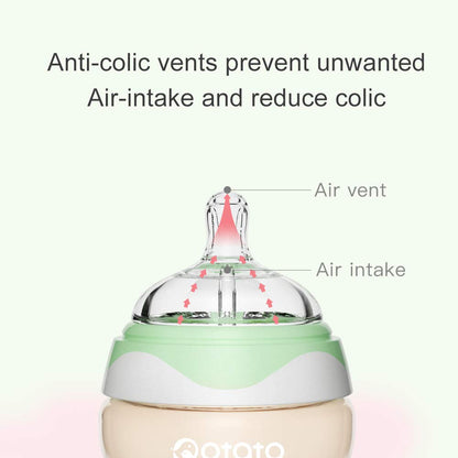 Breast Milk Baby Bottles for Newborn Baby PPSU Anti Colic Infant Bottles Wide Neck Breast-Like Nipple Slow Flow Breastfeeding Toddler Bottles-2pack (2.5oz/pc, Green)