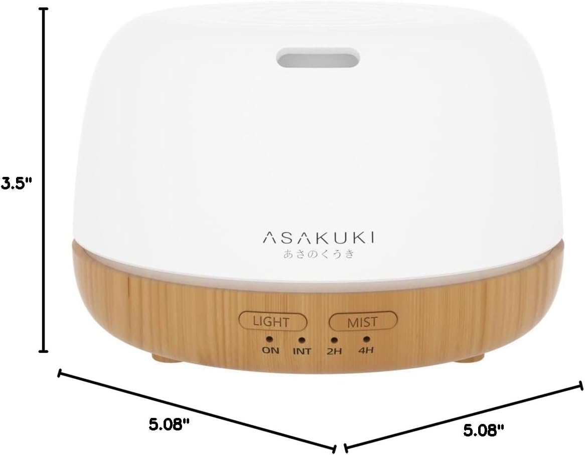 ASAKUKI Essential Oil Diffuser for Home, 500ML Aromatherapy Diffuser Humidifier with Remote Control, 7 Color LED Lights, Quiet Cool Mist Diffuser for Bedroom, Office, Gift for Mom (Yellow)