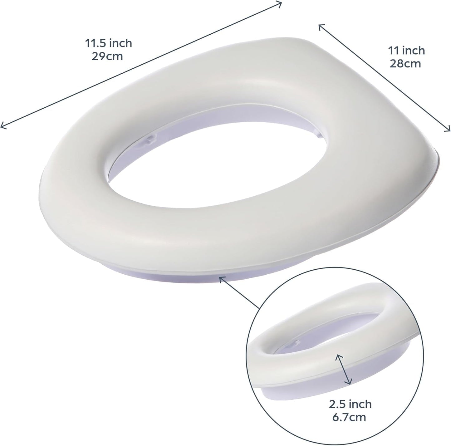Dreambaby Soft Touch Potty Seat - Comfortable Padded Seat - With High Base Underneath for Secure Positioning - Fit Most Standard Toilets - White - Model L604
