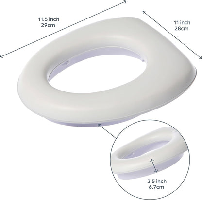Dreambaby Soft Touch Potty Seat - Comfortable Padded Seat - With High Base Underneath for Secure Positioning - Fit Most Standard Toilets - White - Model L604