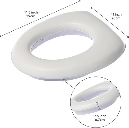 Dreambaby Soft Touch Potty Seat - Comfortable Padded Seat - With High Base Underneath for Secure Positioning - Fit Most Standard Toilets - White - Model L604