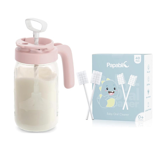 Papablic Baby Tongue Cleaner and Glass Formula Mixing Pitcher