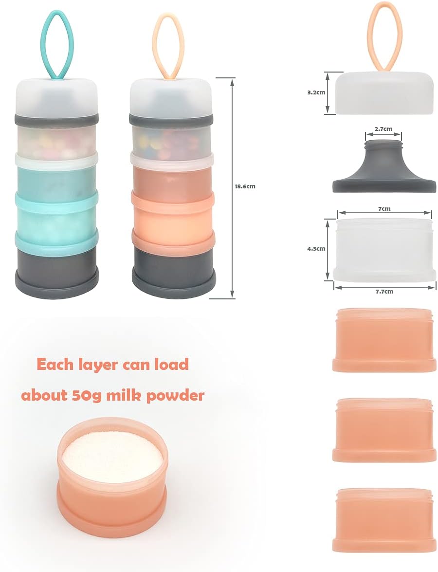 Baby Formula Dispenser, Formula Container, Portable Milk Powder Dispenser Container, Baby Feeding Travel Storage Container, Non-Spill Stackable Baby Snack Storage Container, BPA Free, 2 Packs
