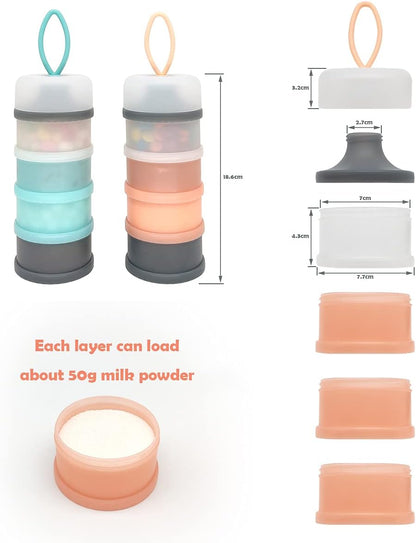 Baby Formula Dispenser, Formula Container, Portable Milk Powder Dispenser Container, Baby Feeding Travel Storage Container, Non-Spill Stackable Baby Snack Storage Container, BPA Free, 2 Packs