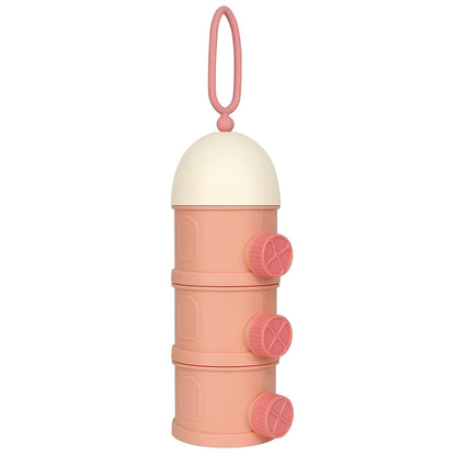 Accmor Formula Dispenser On The Go, 4 Layers Stackable Formula Container to Go, Non-Spill Portable Milk Powder Baby & Kids Snack Container, Pink