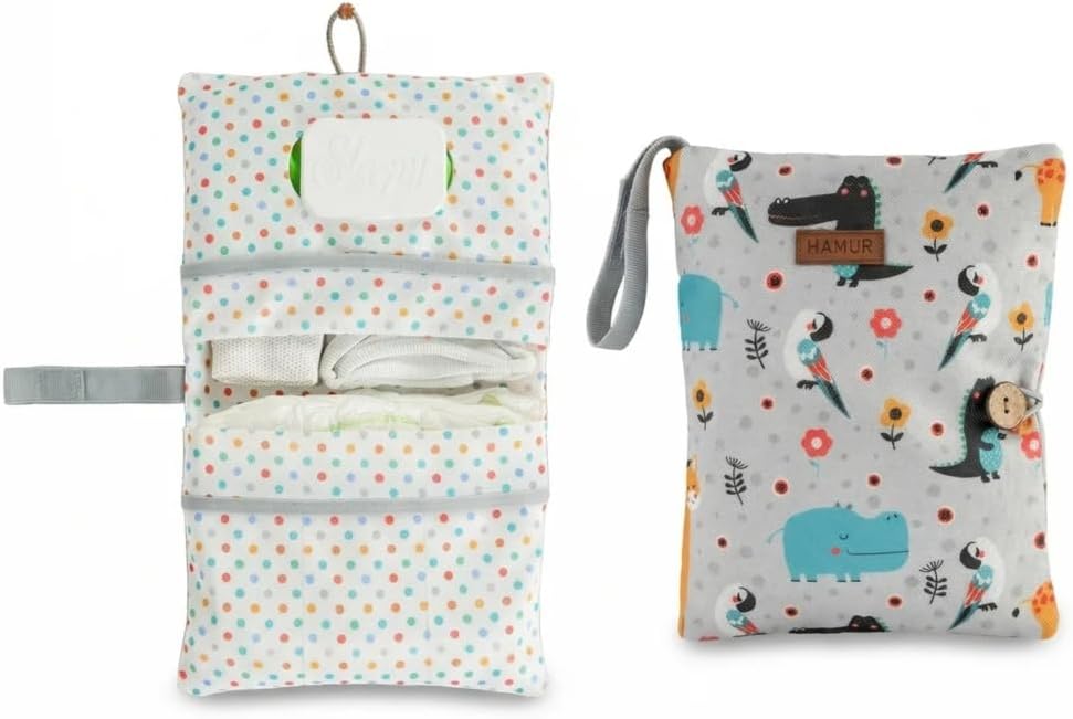 HAMUR Baby Diaper Bag Organizer – Travel-Friendly, Compact & Foldable | Stroller Pouch for Newborn Essentials – Must-Have for Boys & Girls (Leaves)