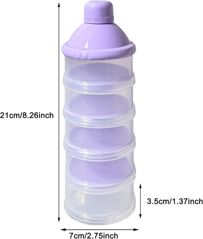 2 PCS 5 Layers Baby Milk Powder Pots, Formula Dispenser Portable Milk Powder Formula Dispenser Container Pot Box Milk Cans Snack Storage Box for Travel(Purple +Purple)
