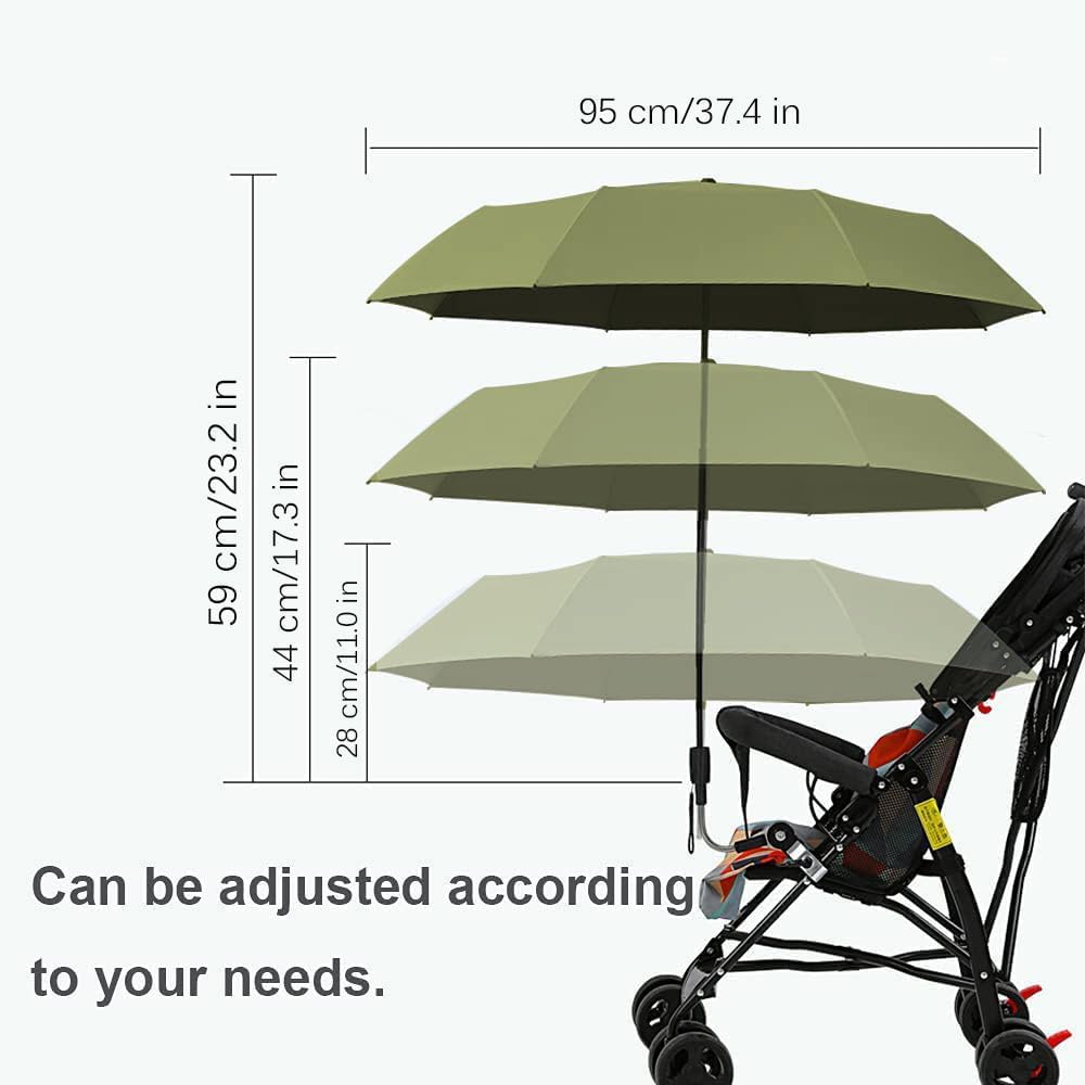 Universal Baby Stroller Sun Protection Parasol, with Umbrella Clip Fixing Device, UPF 90+ UV Protect Pushchair Sun Parasol (Silver)