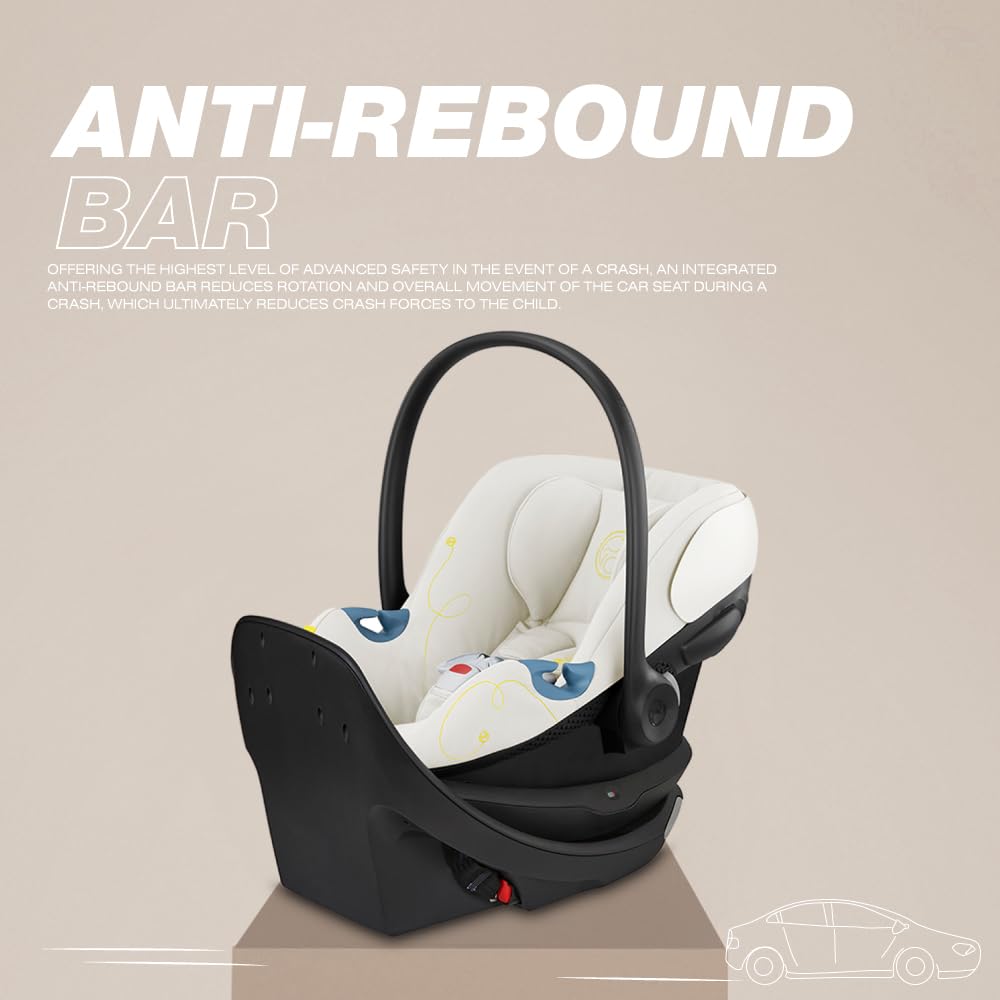 Cybex Aton G Swivel Infant Car Seat with 180-Degree Rotate, Linear Side-Impact Protection, 11-Position Headrest, SensorSafe & Safelock Base, Seashell Beige