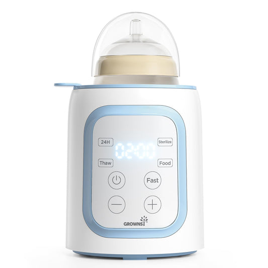 Bottle Warmer, Grownsy 8-in-1 Fast Baby Bottle Warmer with Timer, Safe for Breastmilk Nutrients, Accurate Temperature Control, with Defrost, Sterili-zing, Keep Warm, Heats Baby Food & Bottles