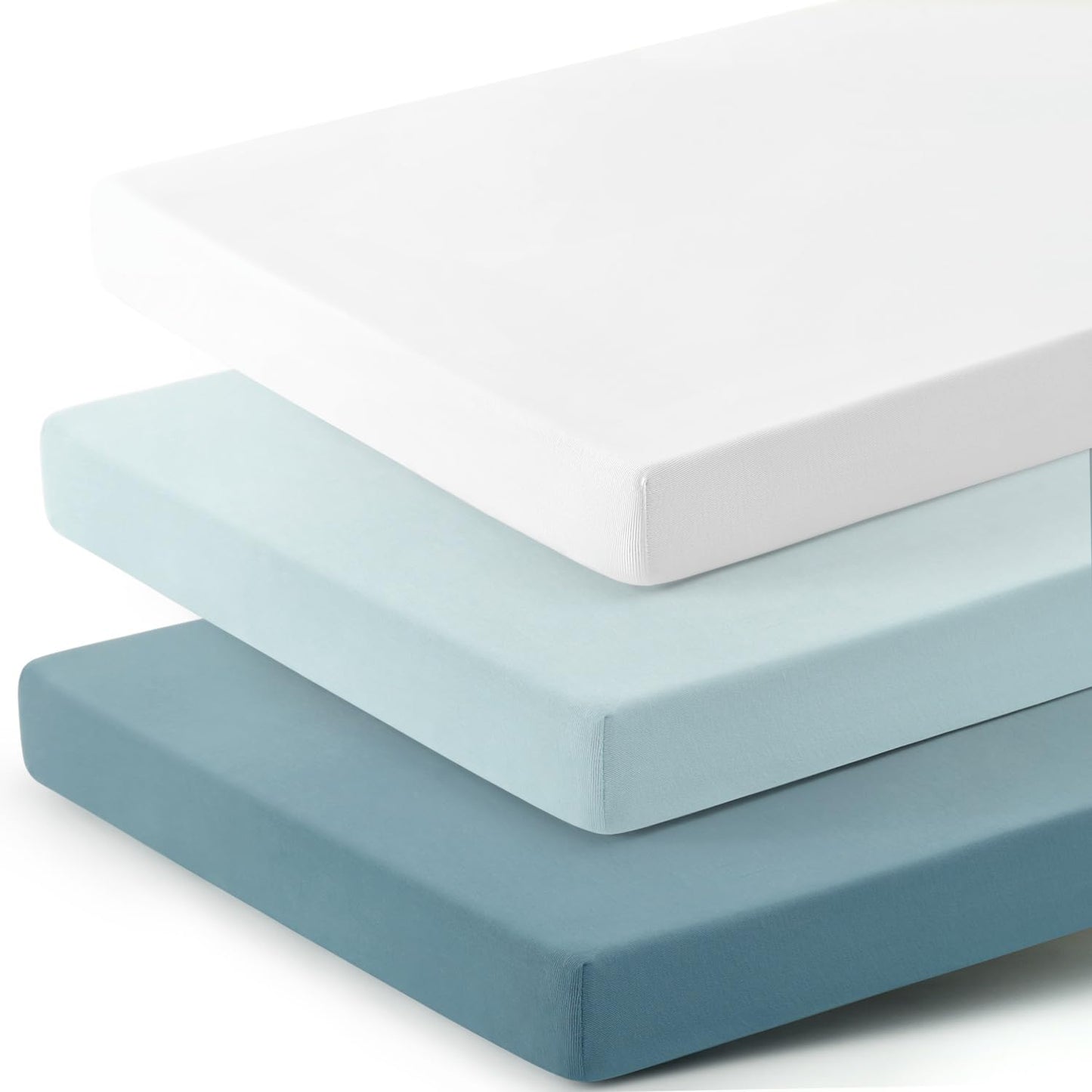 GRSSDER Stretch Ultra Soft Jersey Knit Fitted Pack n Play Playard Sheets Set 2 Pack，Fits Portable/Mini Cribs Sheets, Playards Mattress Pads, Stylish Watercolor Animals for Baby, Mint Green
