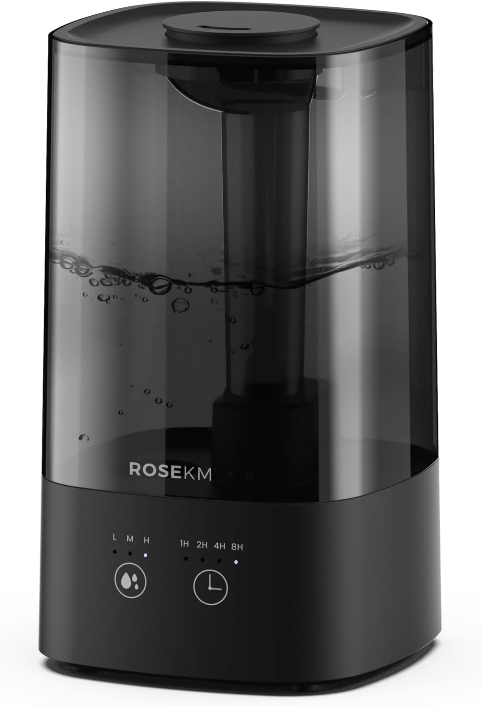 ROSEKM Humidifiers for Bedroom, 2.0L Cool Mist Humidifier for Home Plant and Baby Nursery, Quiet Ultrasonic Humidifier with 360° Nozzle, Auto Shut-Off, Filterless, Black