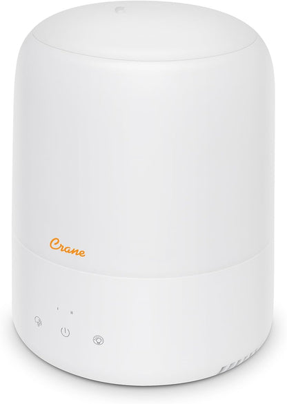 Crane Top Fill Mini Humidifier for Bedroom and Nursery 3-In-1 Essential Oil Diffuser Sleep Light 0.5 Gallon Baby Humidifier