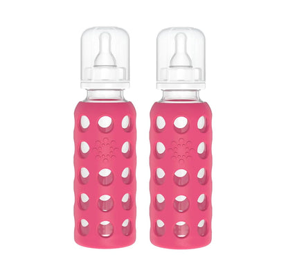Lifefactory Glass Baby Bottle BPA Free | Protective Silicone Sleeve | 9 oz Pack of 2 | Mango, Kale