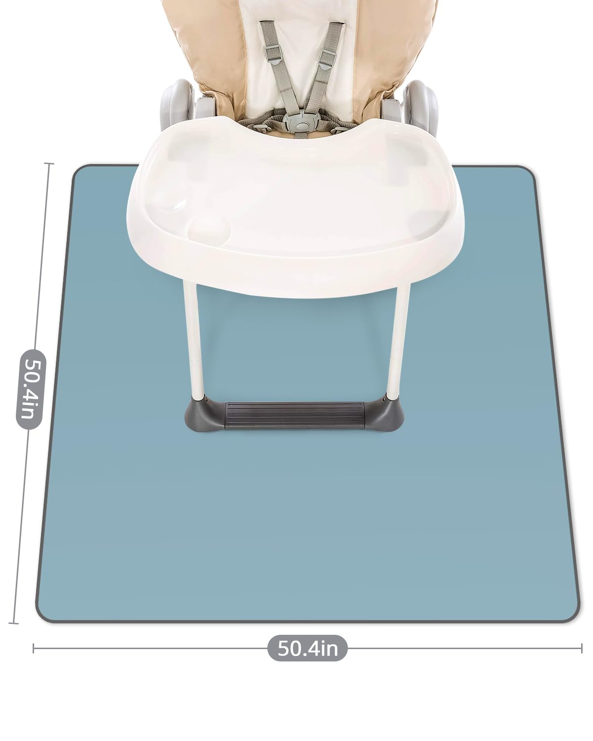 Blissful Diary Baby Splat Mat for Under High Chair, 50.4 x 50.4 Inch Wipeable Splash Mat, Waterproof and Washable, Anti-Slip Floor Protector, Retro Rainbow