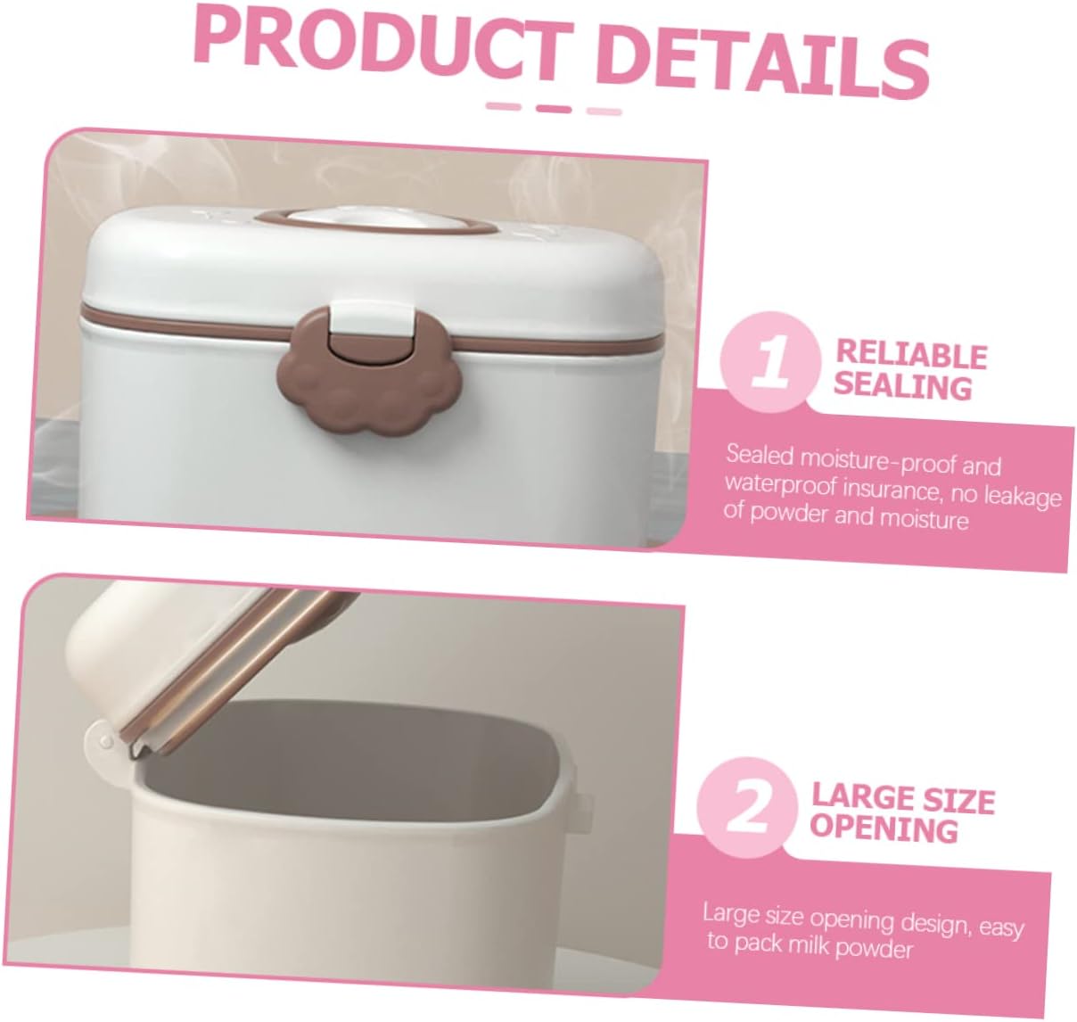 Kisangel Baby Formula Container Portable Milk Powder Box with Leak-Proof Lid and Separate Spoon Fork Compact 4.72X3.74X2.95 Inch for Infant Formula Snacks and Baby Food Storage