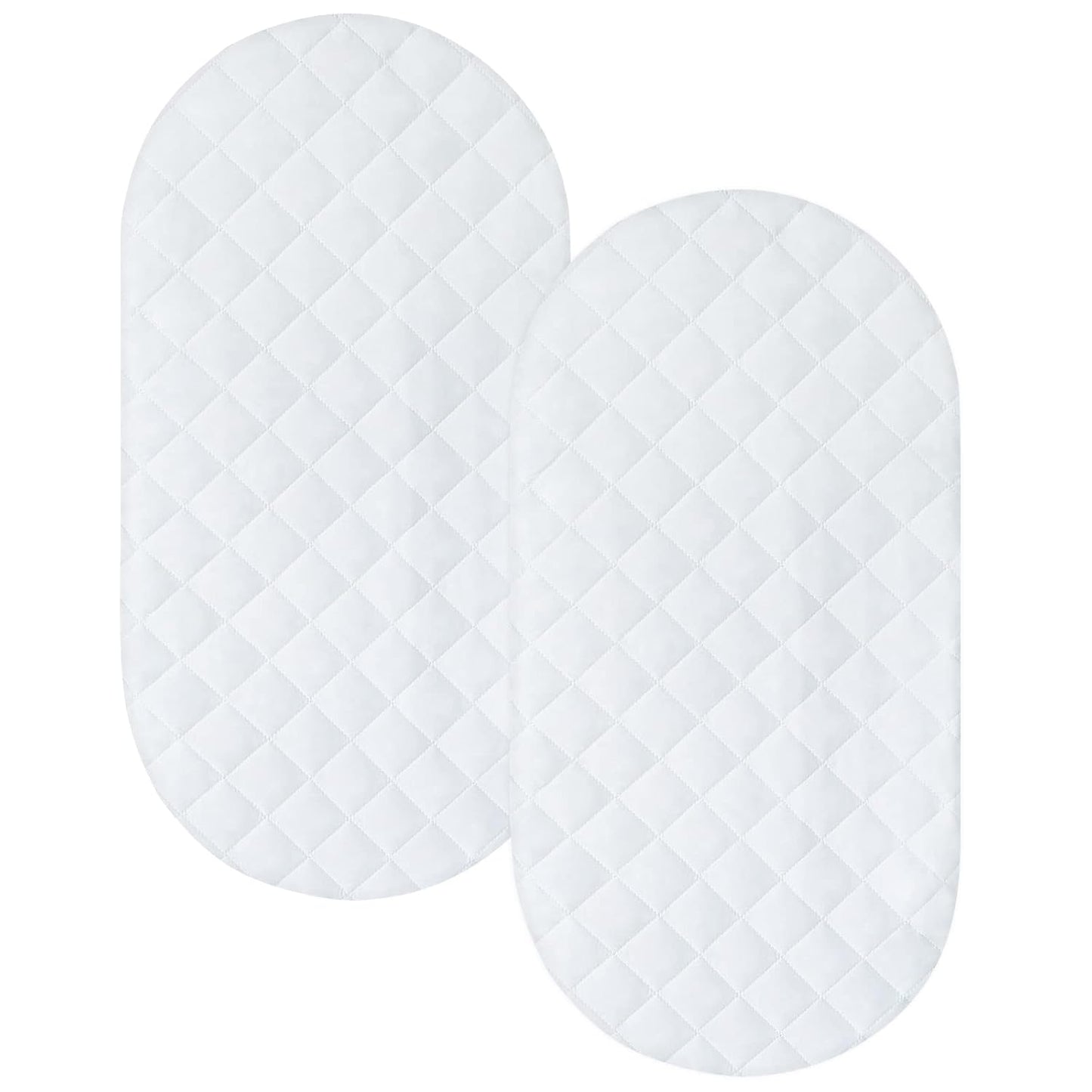 Bassinet Mattress Pad Cover Fit for Baby Delight/Mika Micky/Dream On Me Lotus/ANGELBLISS/KoolerThings (3 in 1) Bedside Sleeper, Waterproof Bassinet Mattress Protector Quilted Bassinet Sheets 2 Pack