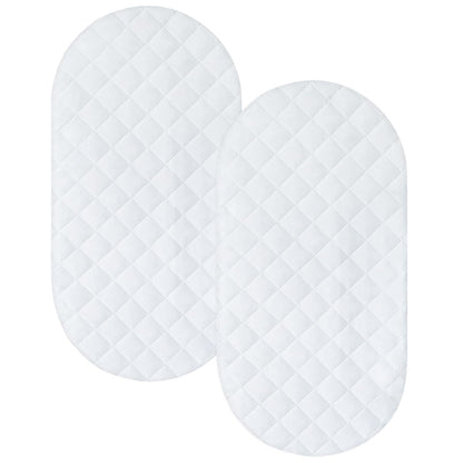 Bassinet Mattress Pad Cover Fit for Baby Delight/Mika Micky/Dream On Me Lotus/ANGELBLISS/KoolerThings (3 in 1) Bedside Sleeper, Waterproof Bassinet Mattress Protector Quilted Bassinet Sheets 2 Pack