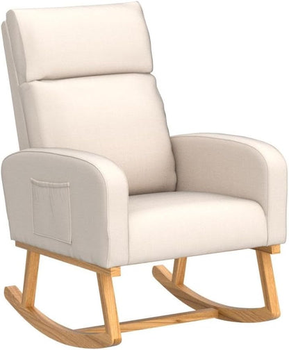 Rocking Chair Nursery - Glider Modern Accent Chairs Upholstered Nursing Rocker Padded Armchair for Indoor Living Room Bedroom Beige