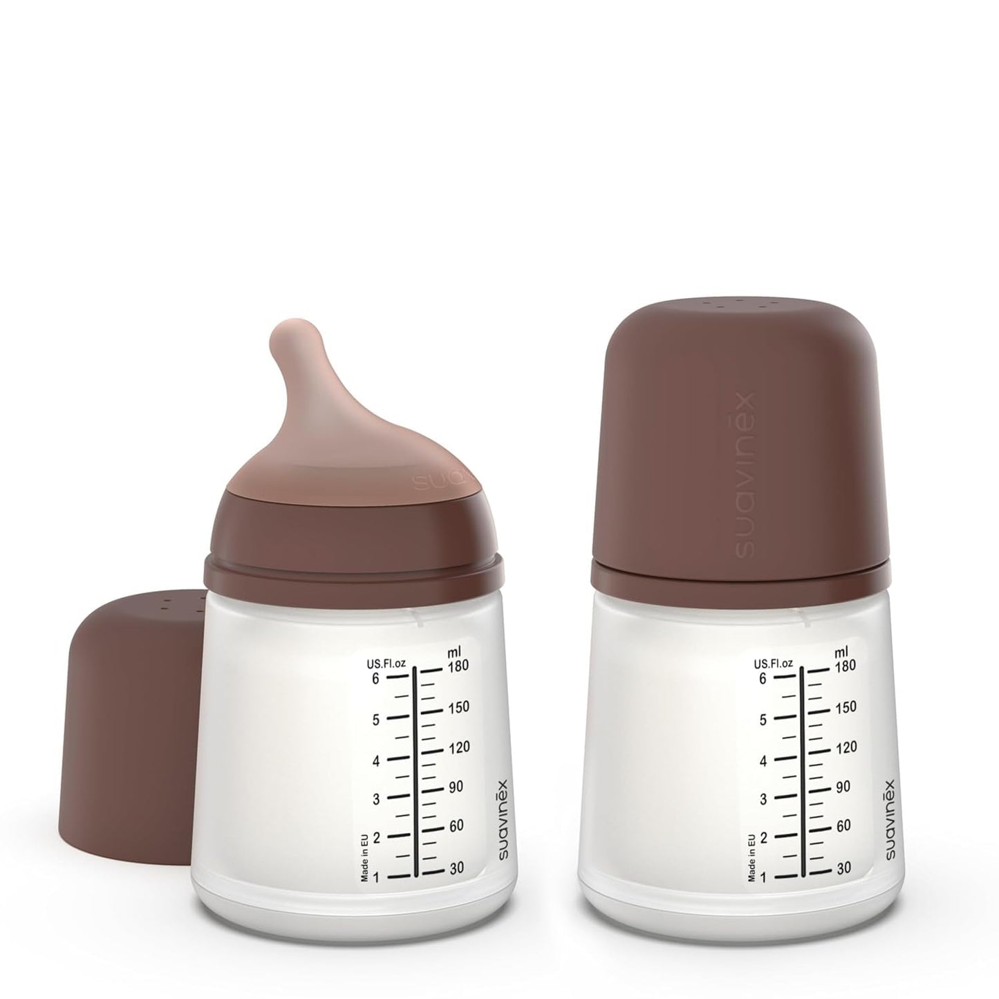 Suavinex Zero Zero Anti Colic Baby Bottle, No 1 Spanish Baby Bottle Brand, Minimizes Bottle Rejection & Nipple Confusion, Perfect for Breastfeeding Babies, 6oz/180mL, Deep Tone, Adaptable Flow Nipple