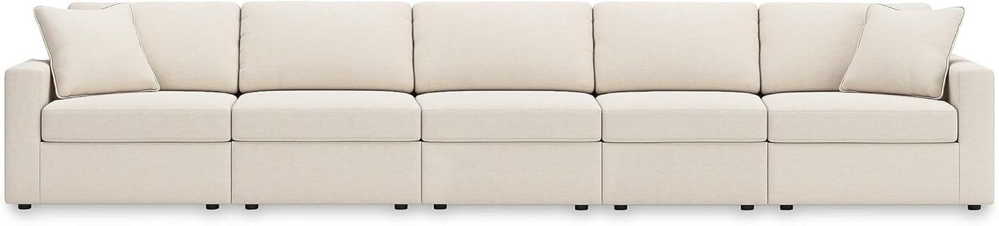 Signature Design by Ashley Modmax Coastal Press-Back Swivel Glider Rocker Recliner with Machine Washable Cover, Hidden Storage Compartments and 2 Bolster Pillows, Beige - Colors B