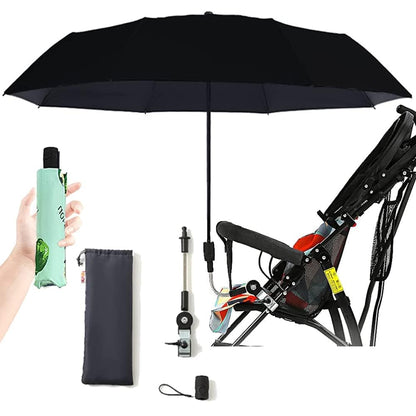 Universal Baby Stroller Sun Protection Parasol, with Umbrella Clip Fixing Device, UPF 90+ UV Protect Pushchair Sun Parasol (Silver)
