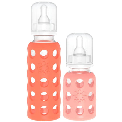 Lifefactory Glass Baby Bottle BPA Free | Protective Silicone Sleeve | 9 oz Pack of 2 | Mango, Kale