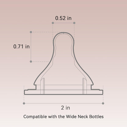 Silicone Replacement Nipple, Small Flow Nipples for Wide Neck Bottles, 0+ Months, 10 Count