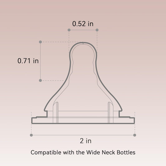 Silicone Replacement Nipple, Small Flow Nipples for Wide Neck Bottles, 0+ Months, 10 Count