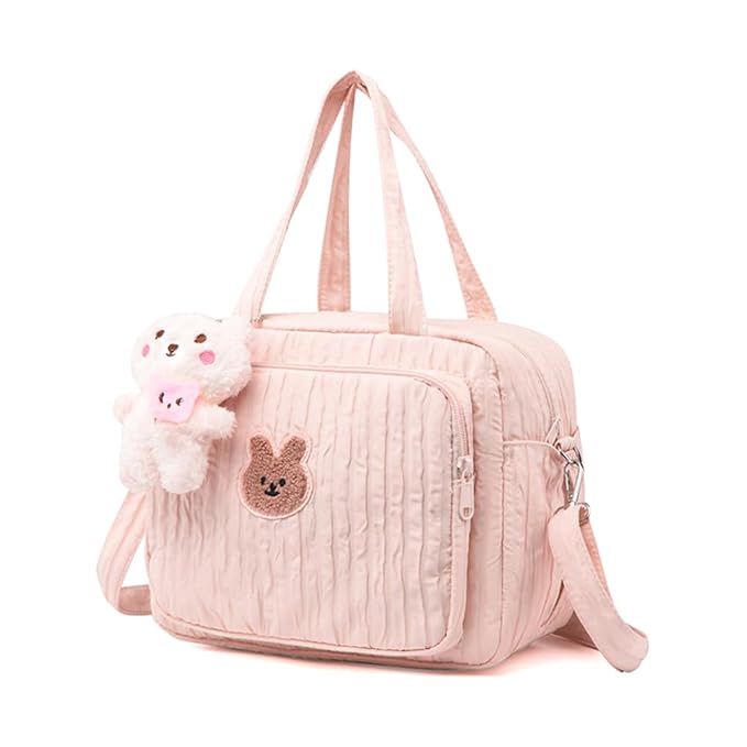 Lushandy Baby Diaper Bag Tote, Mom Bag Crossbody Diaper Bags Baby Travel Bags for Girl Pañaleras Para Bebe (Pink, Small)