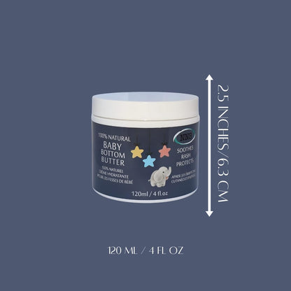 Natural Baby Bottom Butter, Diaper Rash Cream with Zinc Oxide, Soothes Diaper Rash 4 Fl Oz