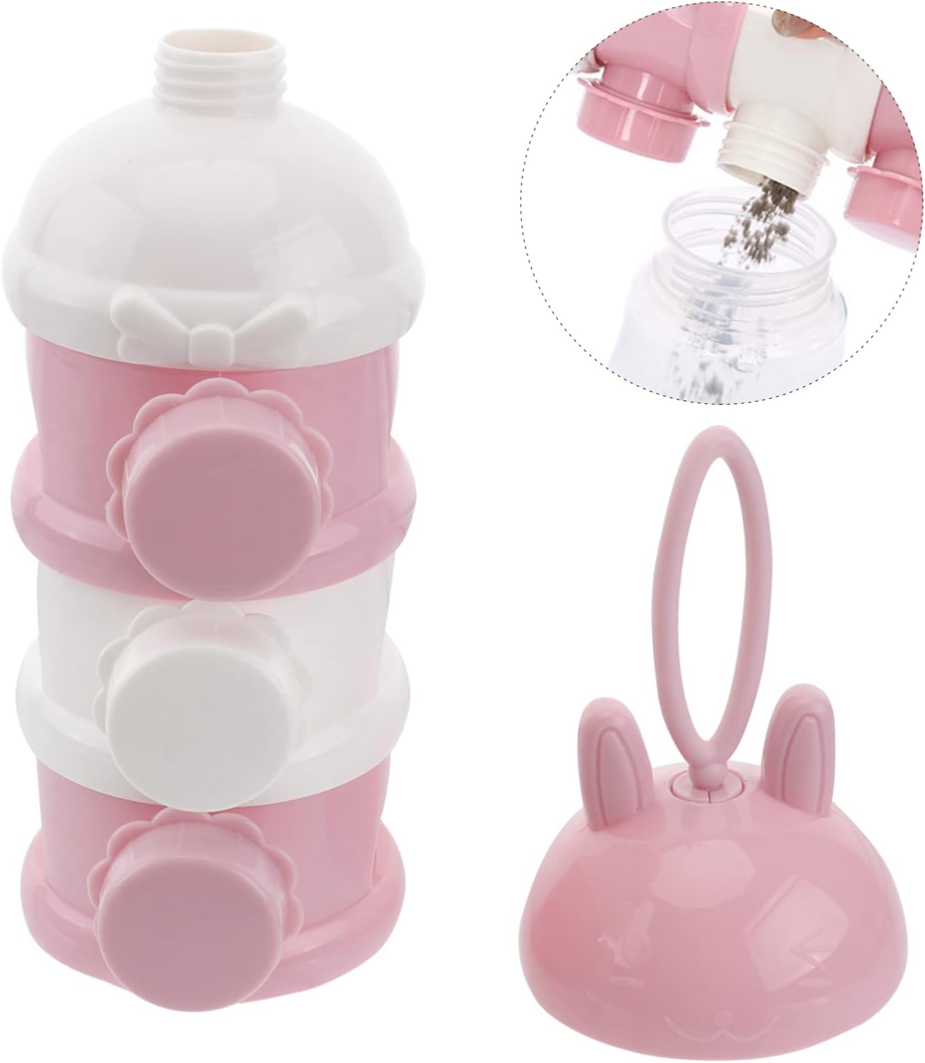 Kisangel Stackable Formula Dispenser 3 Layer Baby Milk Powder Dispenser Travel Milk Powder Container for Non- Spill Portable Home Storage