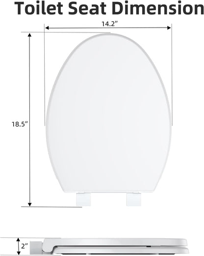 17" White Round Toilet Seat for Adult and Child, Built-In Potty Training Seat with Soft Quiet Close Non-Slip Design, Magnetic Kids Seat and Cover for Round/Oval Toilets, Easy to Install and Clean