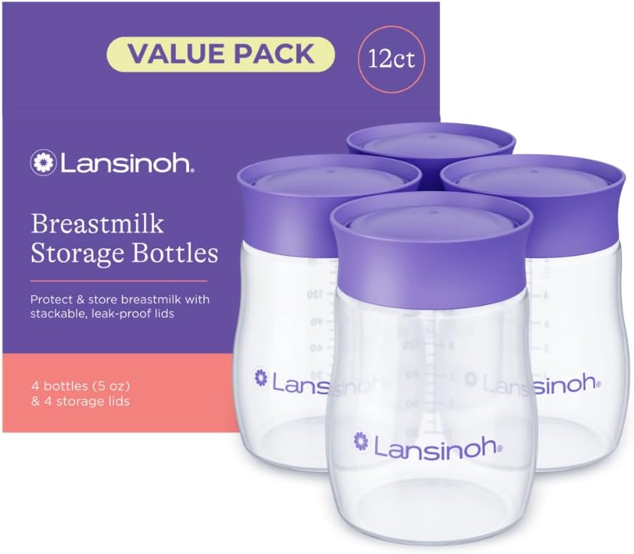 Lansinoh Breastmilk Storage Bottles | 4-Pack 5oz BPA & BPS-Free | Pump-to-Storage Feeding Bottles | Compatible with Lansinoh Breast Pumps and Nipples