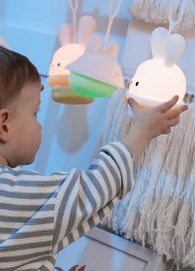 Baby Night Light for Car Seat- Dimming Function 9 Colors Changing Eye Caring Portable Rechargeable & Timing Bedside Lamp Light Up Toddler Bed Room Travel Essentials Squishy Silicone Infant BPA Free