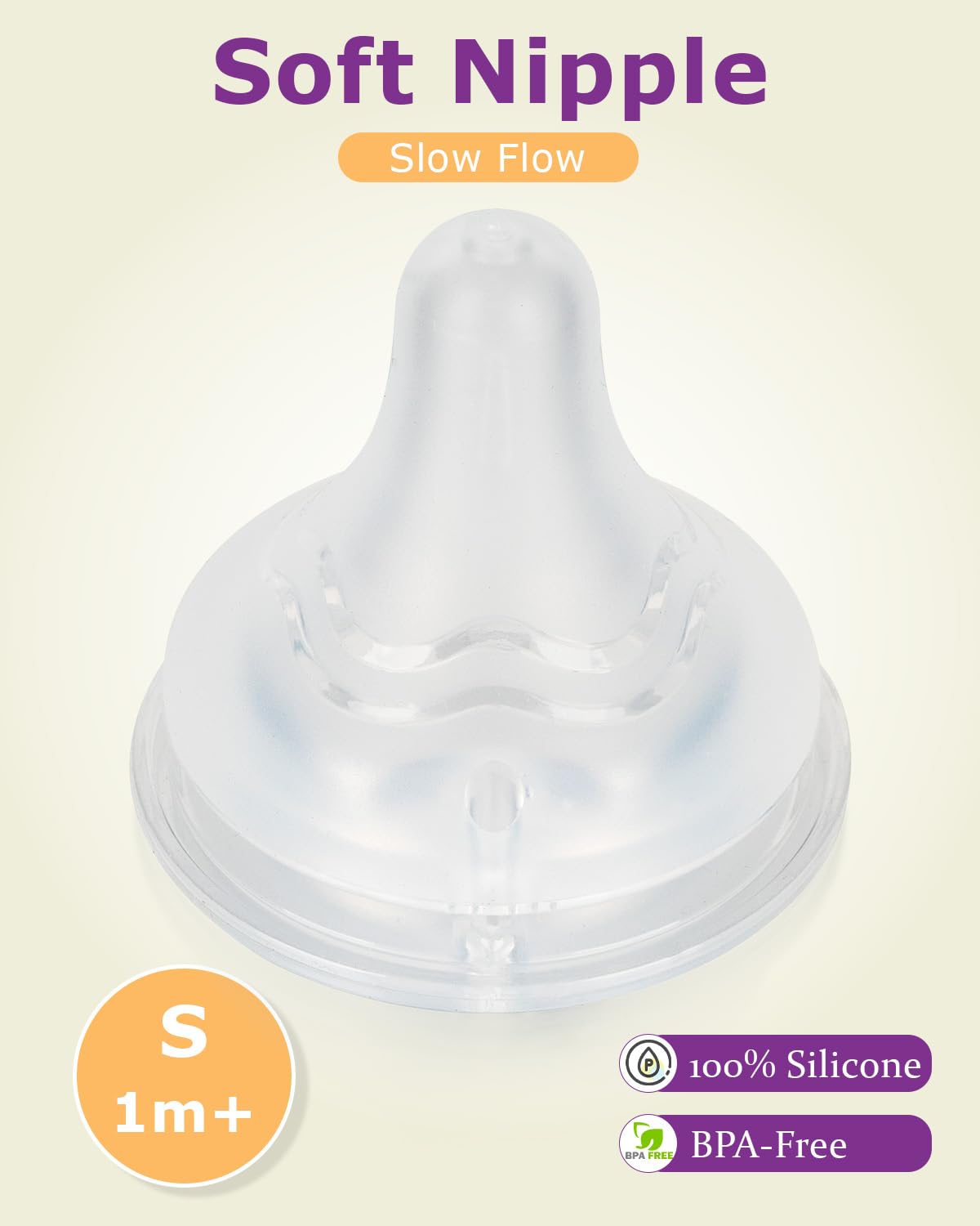 Silicone Nipple for Pigeon Bottle,Size M,Medium Flow Baby Bottle Nipples,3m+ 6 Count