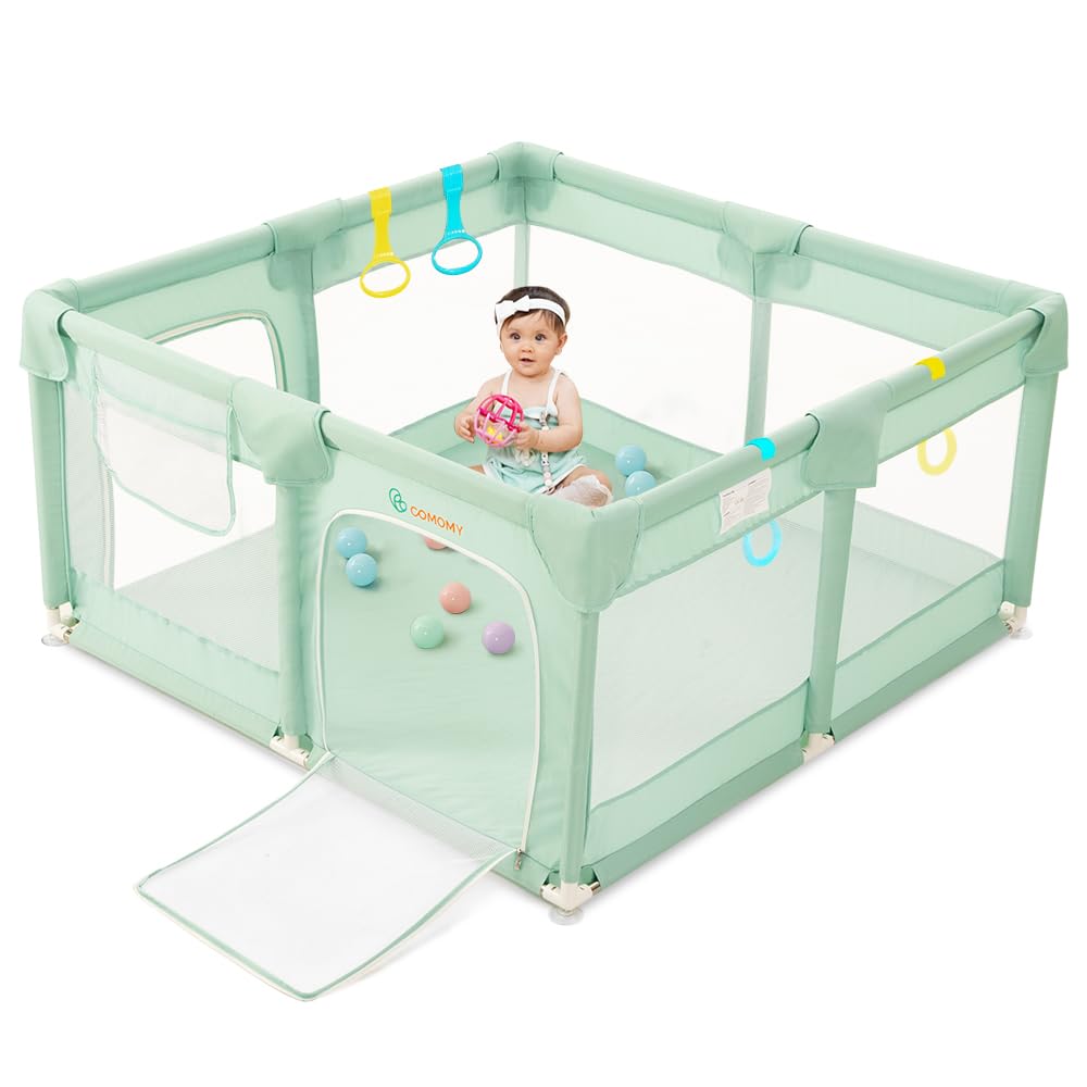 COMOMY Playpens for Babies and Toddlers, Small Baby Play Pens, Activity Center for Safe and Non-Slip Baby Fence, Full Mesh Design, Indoor & Outdoor Kids Activity Center (Dark Grey, 36"x36")