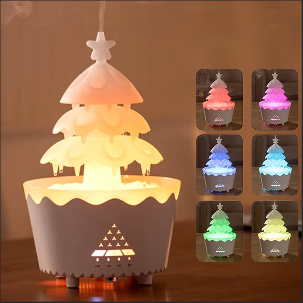 BOLT Pine Tree Humidifier 250ml - Ultrasonic Cool Mist Humidifier, Compact Design, Modern Aesthetic, Humidity Control for Dry Seasons, 7 Color Settings, Great For Bedroom, Nursery, Office, Lounge