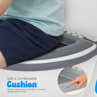 Toddler Potty Training Toilet with Diatomaceous Earth Mat – Realistic Toilet for Toddlers with Lid, Splash Guard & Non-Slip Base – Baby Potty Training Toilet with Bonus Tic-Tac-Toe Play Mat