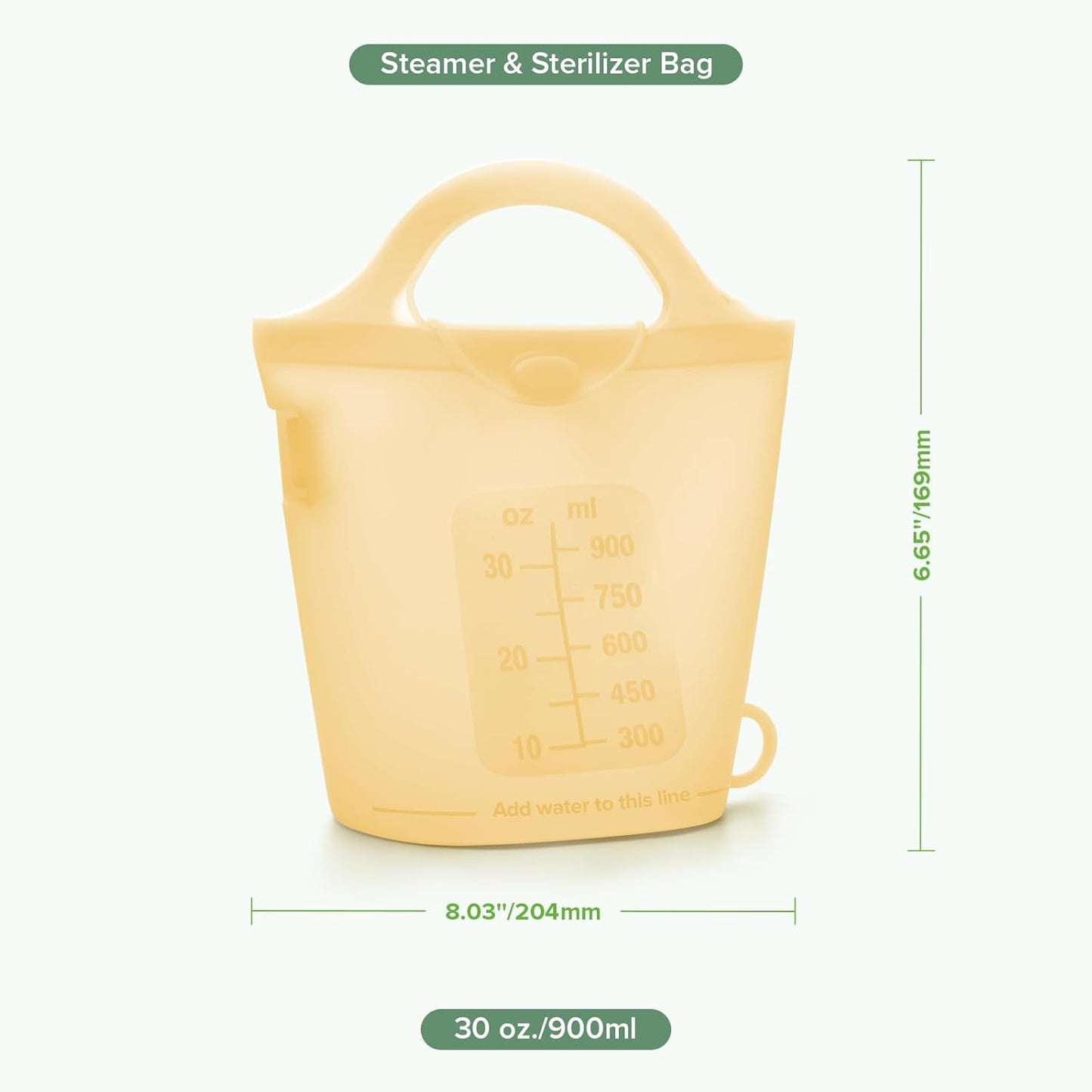 Haakaa On-The-Go Silicone Microwave Steam Sterilizer Bags for Travel, 40oz/1250ml Reusable Silicone Steaming Bags for Baby Bottles, Breast Pump, Accessories, Pacifiers, Teethers,Grey/1PC