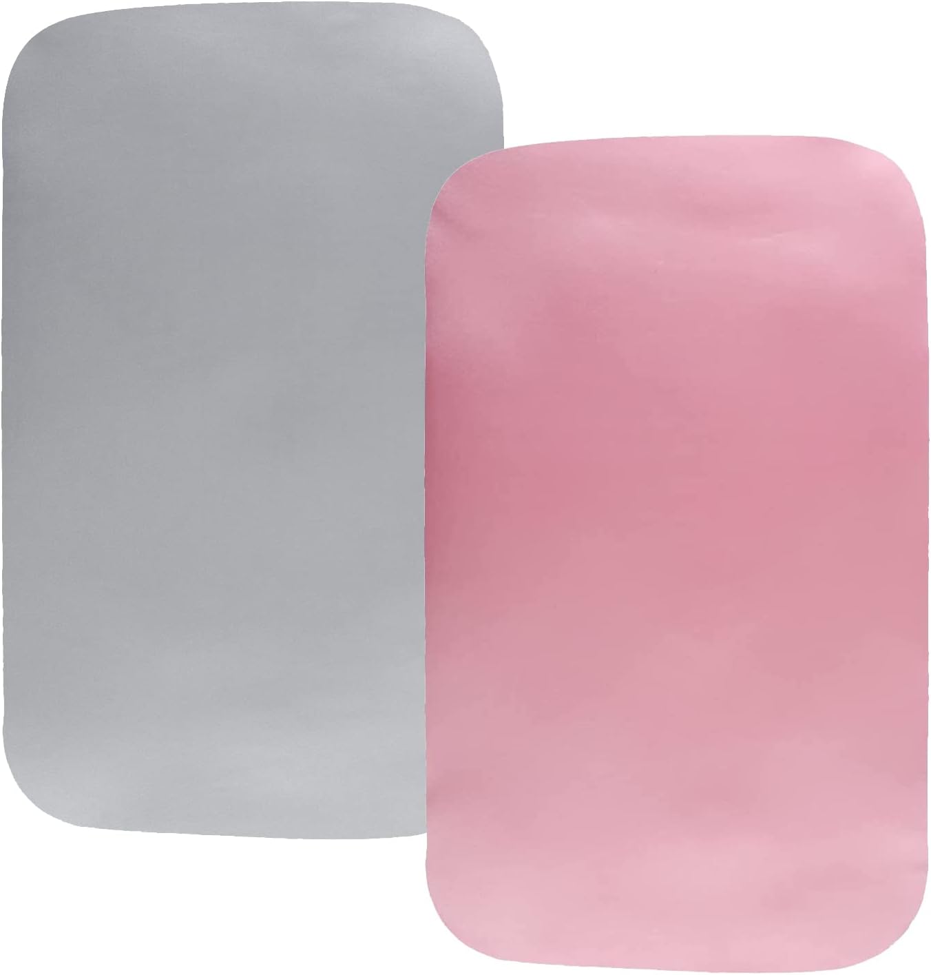 Satin Bassinet Sheet 2 Pack Ultra Soft Silk Compatible with Mika Micky Bedside Sleeper Fits Perfectly on 19 x 32 Inch Bed Side Sleeper Mattress Pad Protect for Baby Hair and Skin Grey White