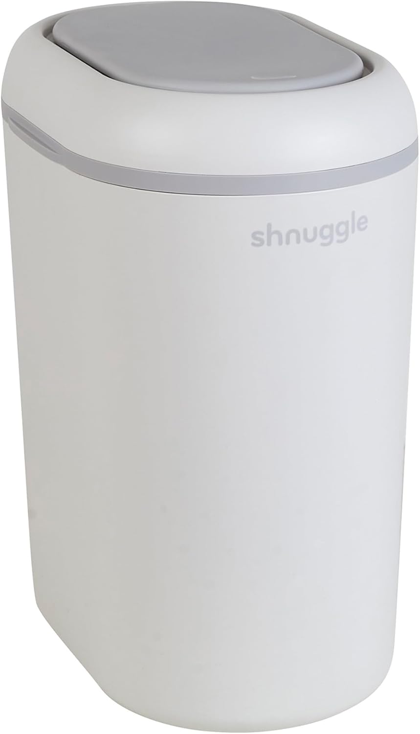 Eco-Touch Diaper Pail + Squishy Changing Mat | Odor-Lock, No Costly Refills, Biodegradable Bags, Recyclable Bin, White 10L Nappy Bin for Any Diaper Type
