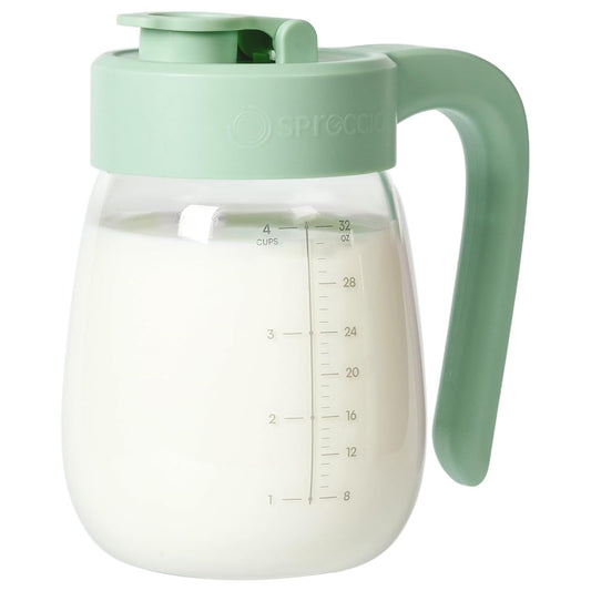 32oz Breast Milk Storage, Glass Formula Mixing Storage with Lid - Heat & Cold Resistant, Leak-Proof Container for Preparing Baby Bottles, Large Mouth for Easy Cleaning & Storage (199mm)