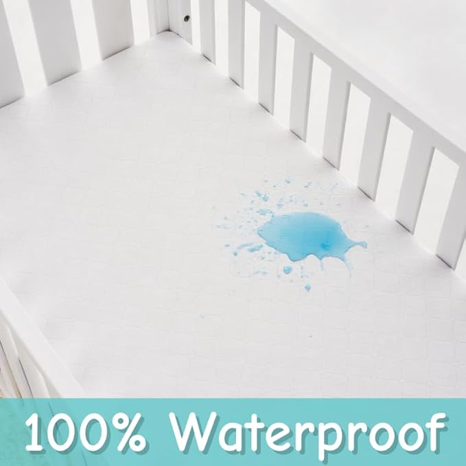 American Baby Company 2 Pack Waterproof Fitted Pack and Play Mattress Protector 39" x 27" - Quilted, Noiseless, Ultra-Soft & Breathable Playpen and Pack n Play Mattress Cover