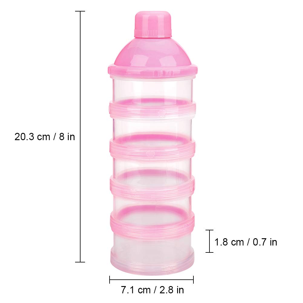 Accmor Formula Dispenser On The Go, 5 Compartments Stackable Formula Container for Travel, Baby Milk Powder Kids Snack Container, BPA Free