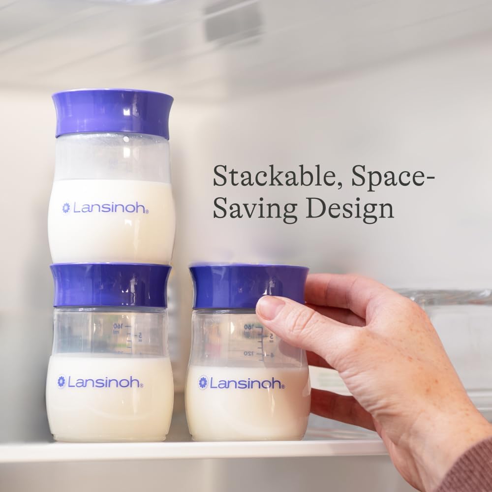 Lansinoh Breastmilk Storage Bottles | 4-Pack 5oz BPA & BPS-Free | Pump-to-Storage Feeding Bottles | Compatible with Lansinoh Breast Pumps and Nipples