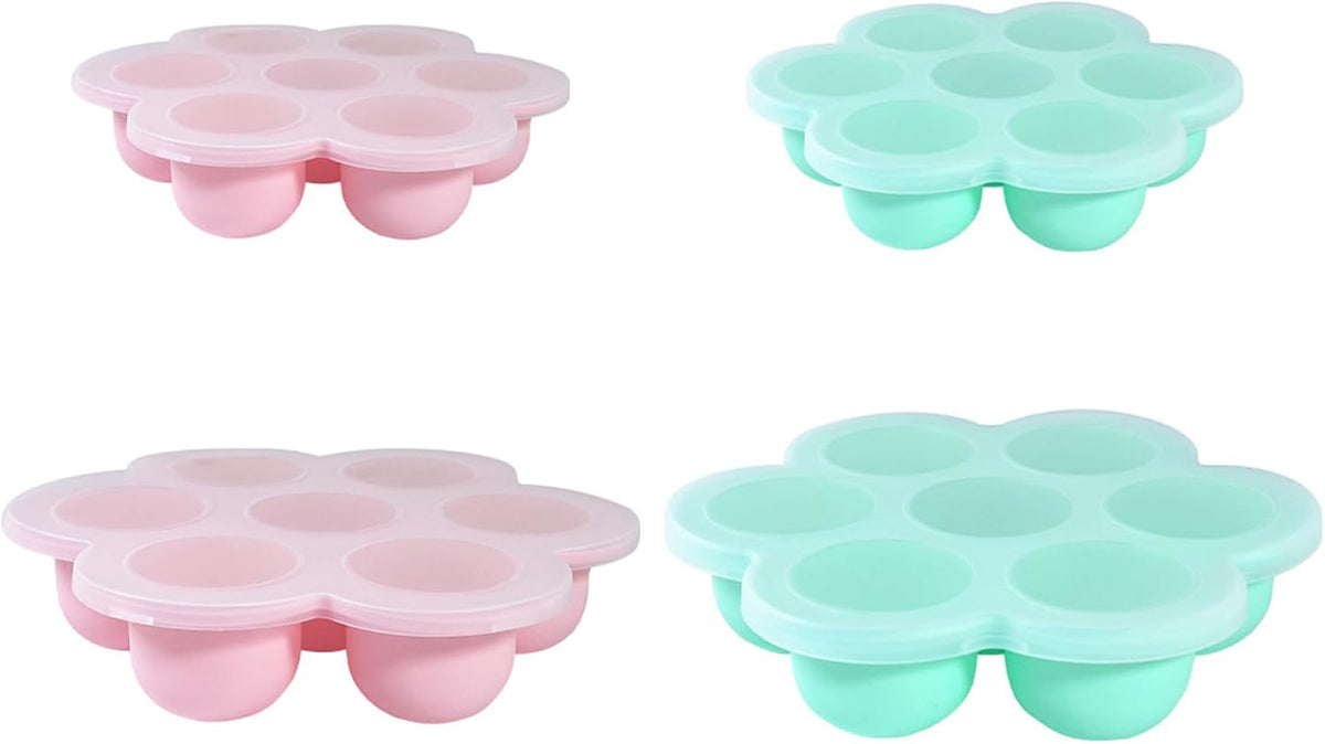 4-Pack Silicone Baby Food Freezer Tray, Ice Cube Mold for Homemade Puree & Breast Milk, Flexible Freezer Containers for Kitchen & Fridge